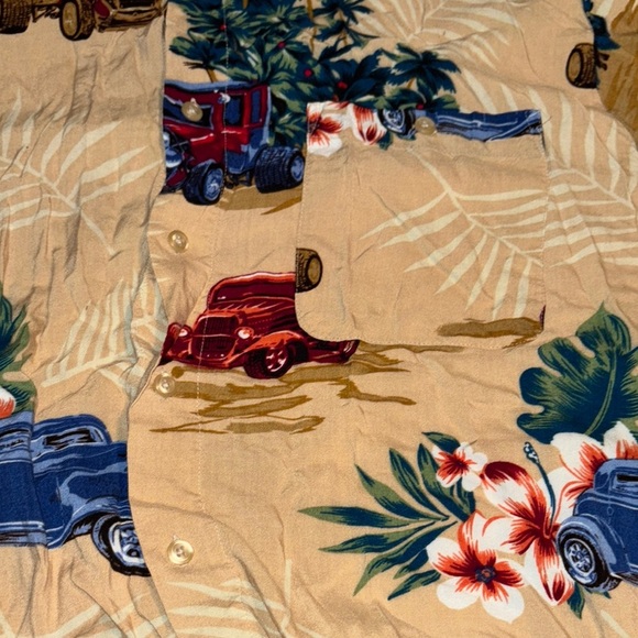 Puritan Beige Button Down Hawaiian Shirt with Vintage Car Print - Picture 7 of 9